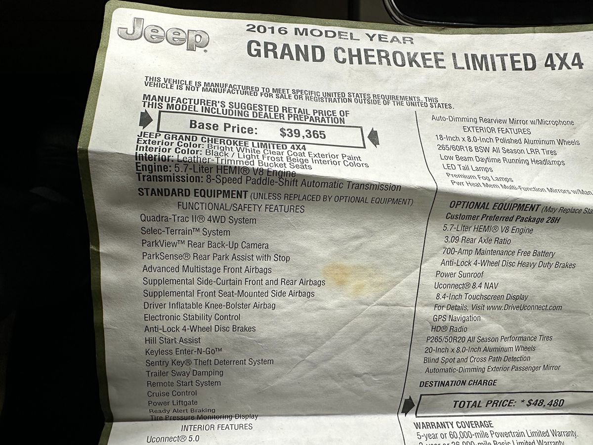 Used 2016 Jeep Grand Cherokee Limited AWD/4WD image 49