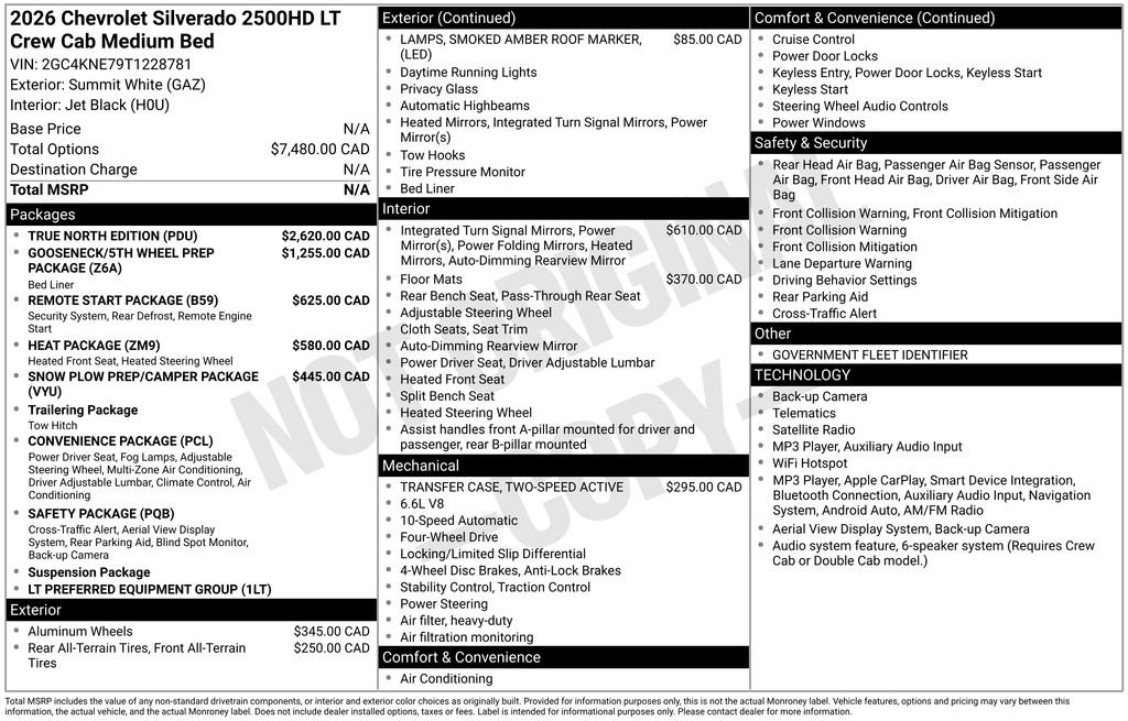 New 2026 Chevrolet Silverado 2500 LT w/ True North Edition AWD/4WD image 9