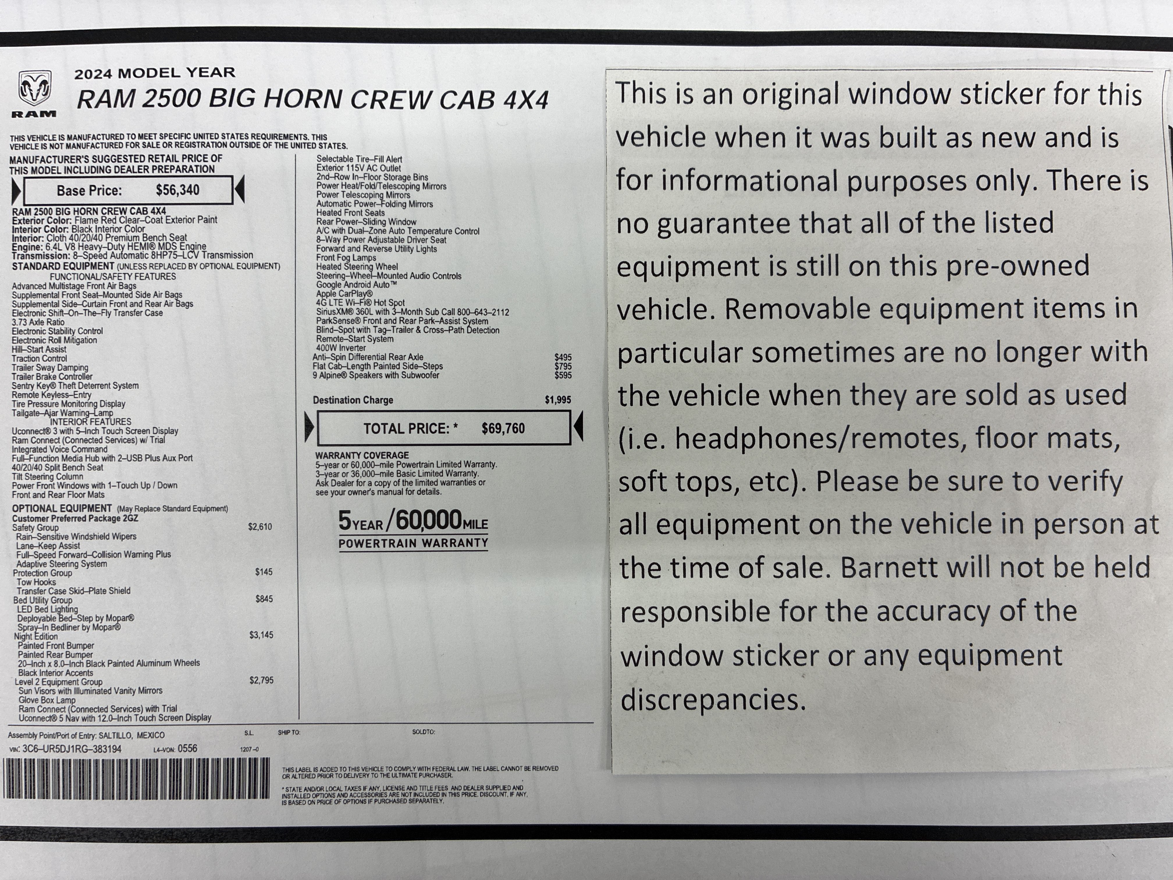Certified 2024 RAM 2500 Big Horn w/ Night Edition AWD/4WD image 2
