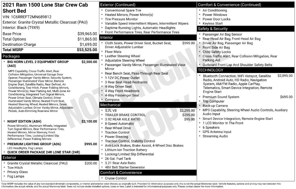 Used 2021 RAM 1500 Lone Star RWD image 21