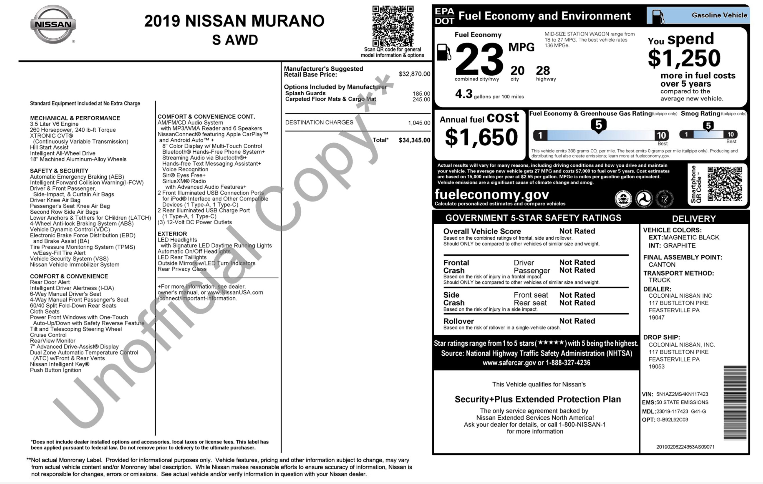 Used 2019 Nissan Murano S AWD/4WD image 2