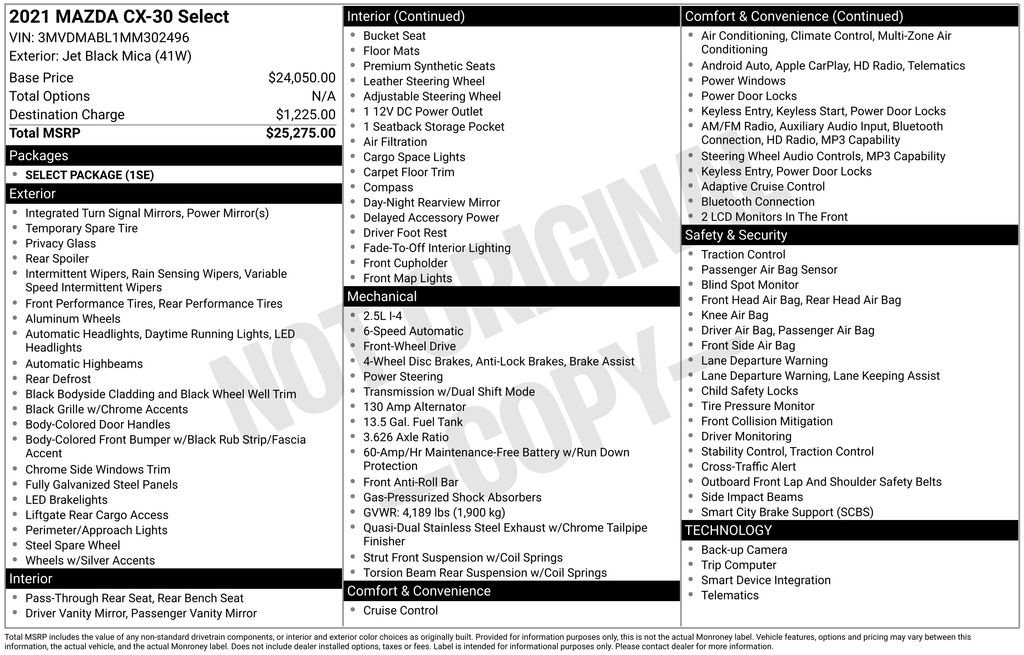 Used 2021 MAZDA CX-30 FWD 2.5 S w/ Select Package image 6