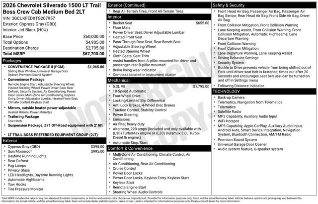 Used 2026 Chevrolet Silverado 1500 LT Trail Boss w/ Convenience Package II AWD/4WD image 15