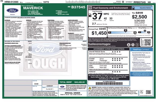 Used 2024 Ford Maverick Lariat w/ Black Appearance Package FWD image 31