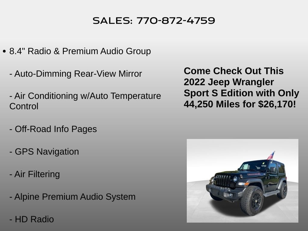 Used 2022 Jeep Wrangler Sport AWD/4WD image 5