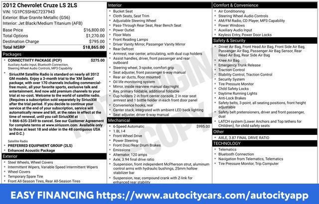 Used 2012 Chevrolet Cruze LS w/ Connectivity Package FWD image 6