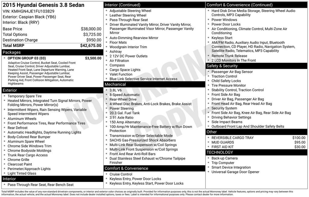 Used 2015 Hyundai Genesis 3.8 w/ Option Group 03 image 29