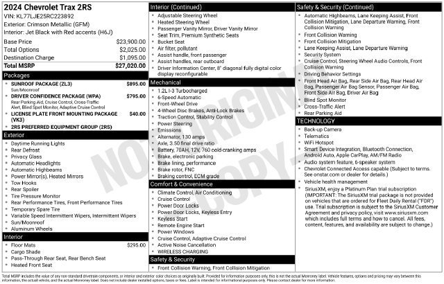 Used 2024 Chevrolet Trax RS w/ Sunroof Package FWD image 15