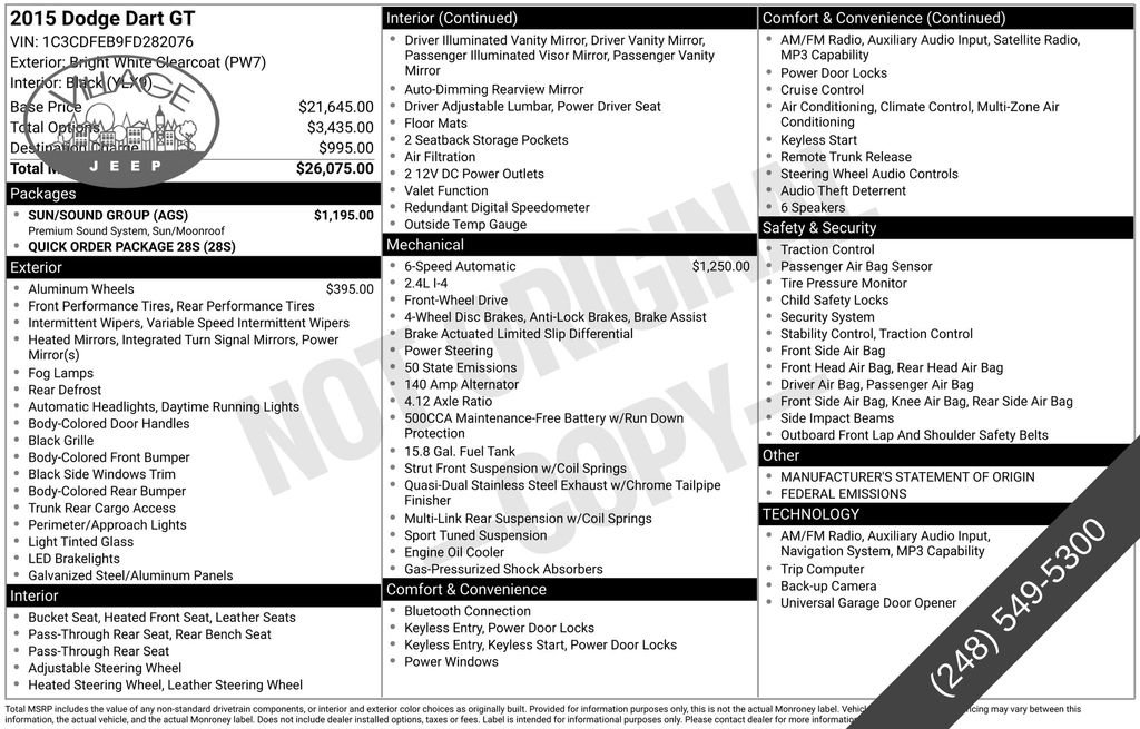 Used 2015 Dodge Dart GT w/ Sun/Sound Group FWD image 2