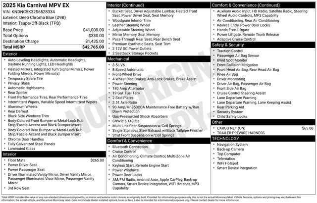 Used 2025 Kia Carnival EX FWD image 22
