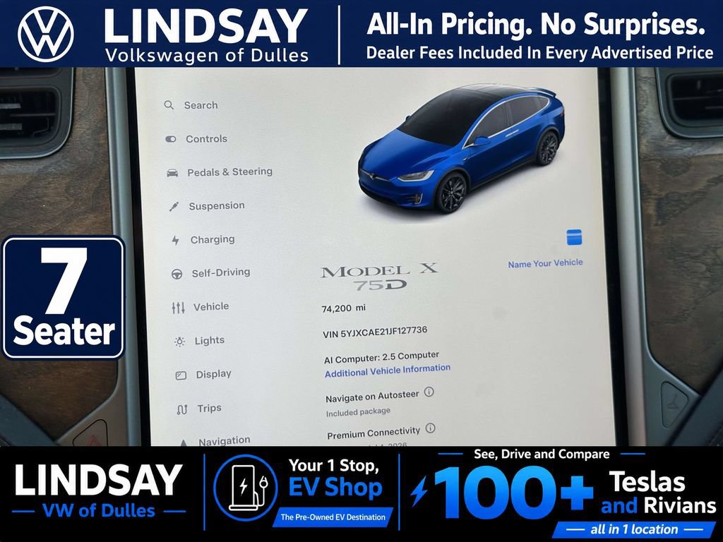 Used 2018 Tesla Model X 75D AWD/4WD image 25