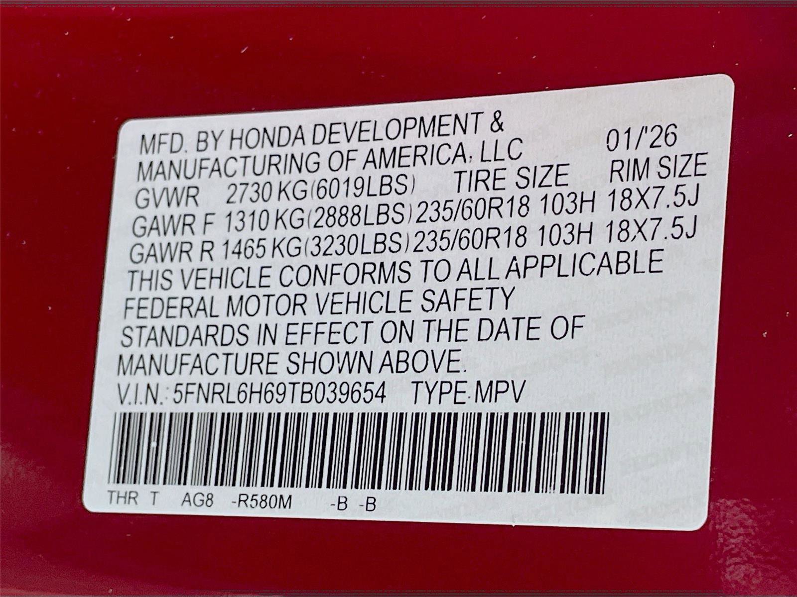 New 2026 Honda Odyssey EX-L image 24