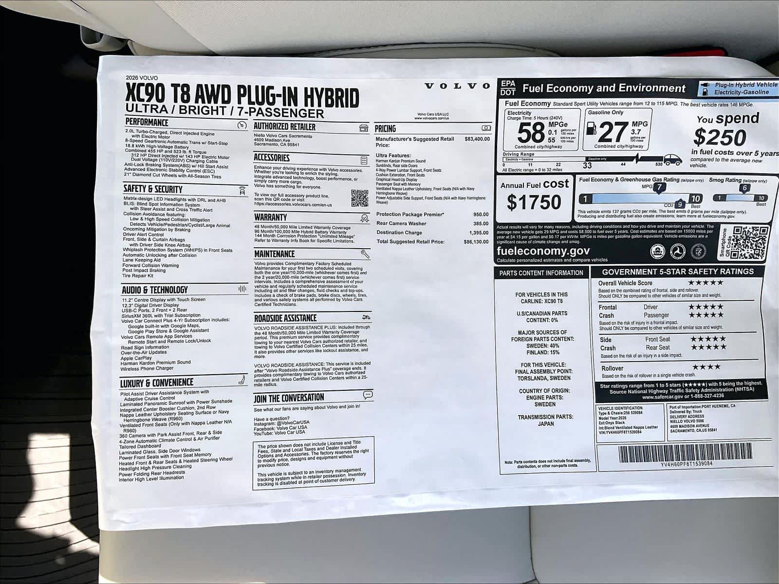 New 2026 Volvo XC90 T8 Ultra w/ Protection Package Premier AWD/4WD image 37