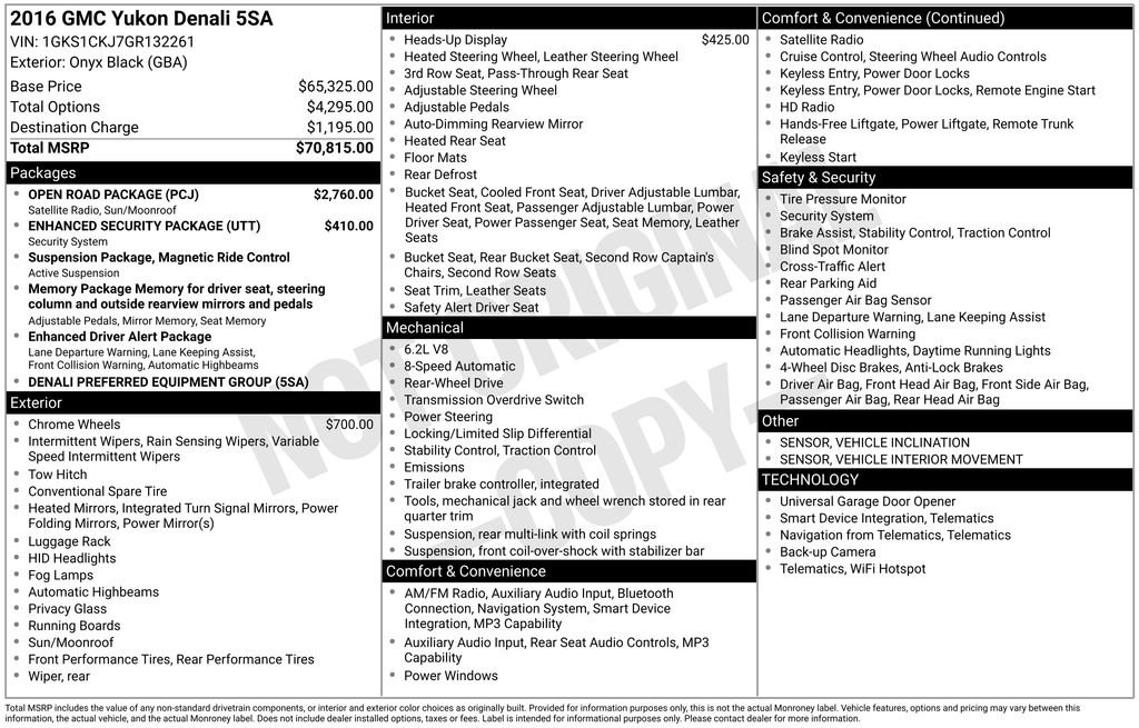 Used 2016 GMC Yukon Denali w/ Open Road Package RWD image 15