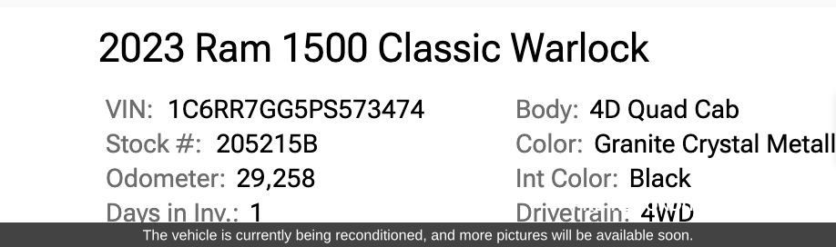 Used 2023 RAM 1500 Classic Warlock w/ Electronics Group image 18