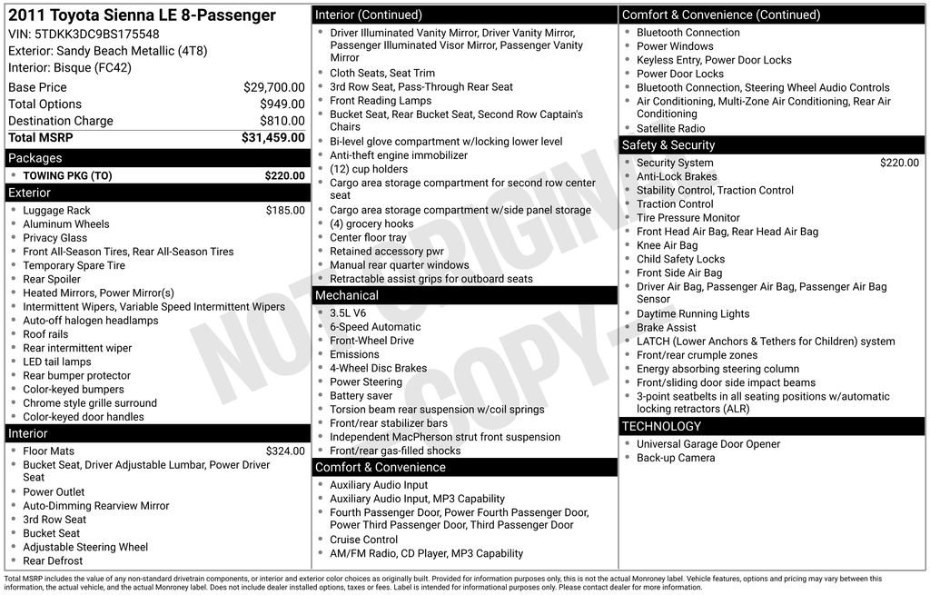 Used 2011 Toyota Sienna LE w/ Towing Pkg FWD image 13