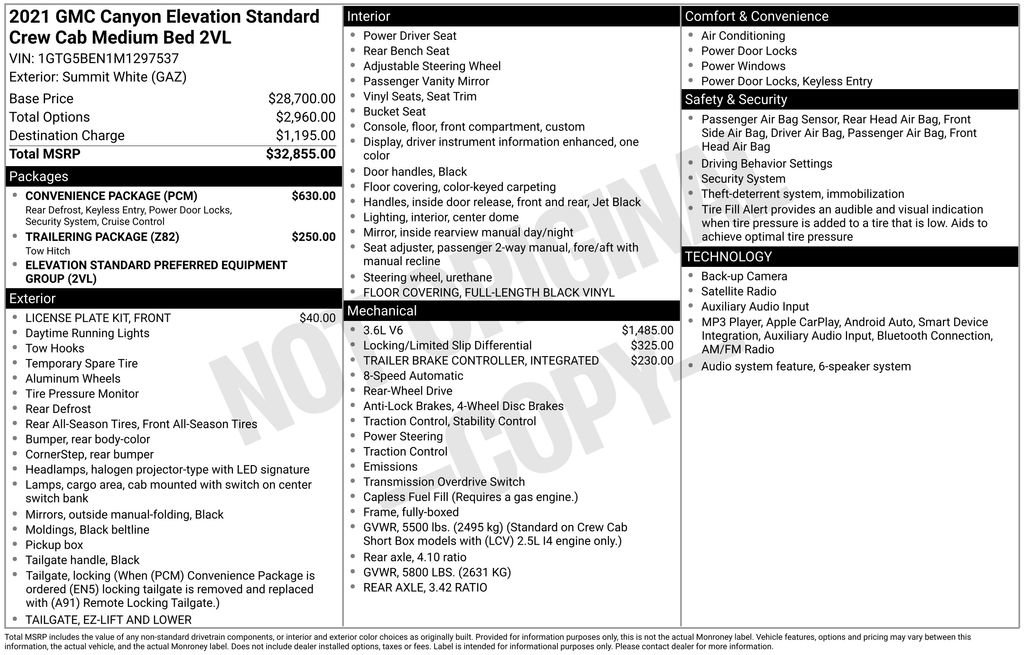 Used 2021 GMC Canyon Elevation Standard w/ Convenience Package RWD image 2