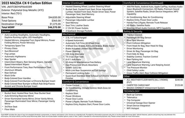 Used 2023 MAZDA CX-9 Carbon Edition image 6