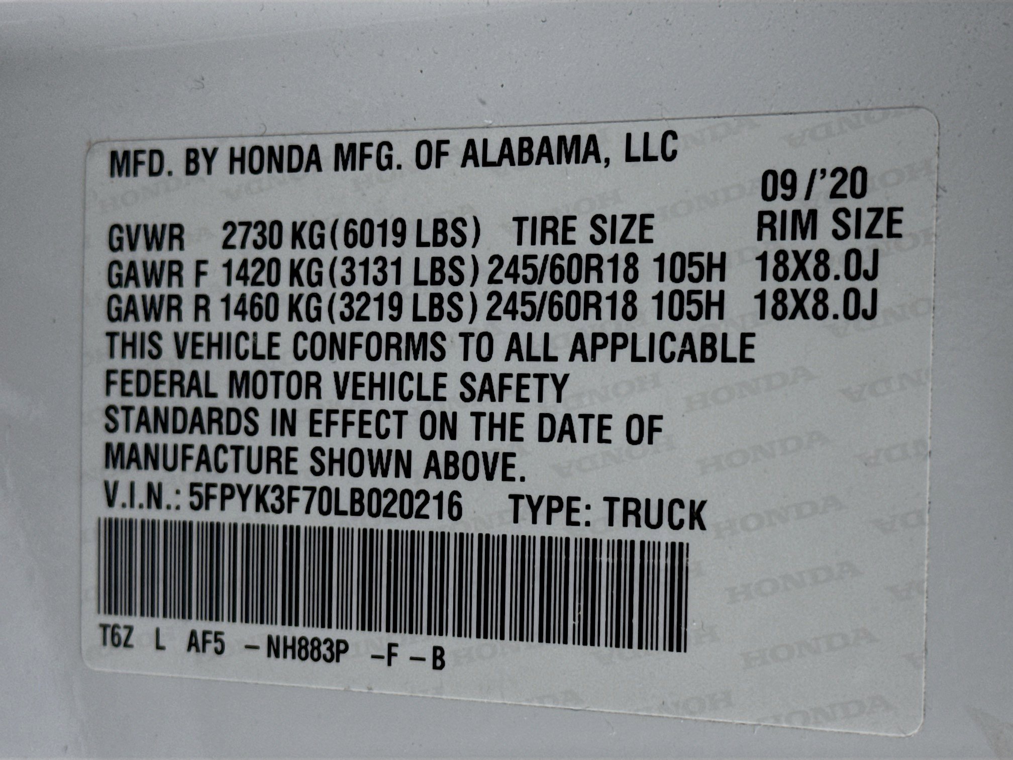 Certified 2020 Honda Ridgeline RTL-E image 32