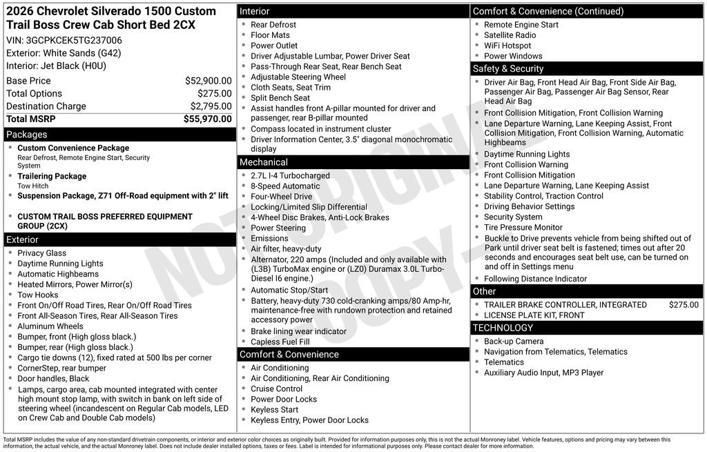 New 2026 Chevrolet Silverado 1500 Custom Trail Boss image 18