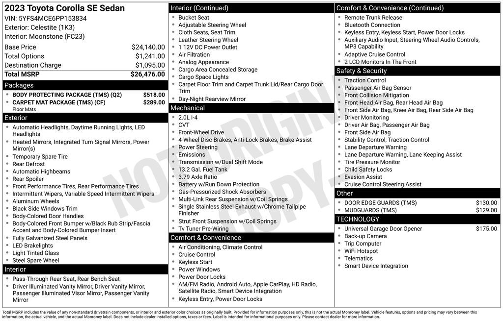 Certified 2023 Toyota Corolla SE w/ Body Protecting Package (TMS) FWD image 27