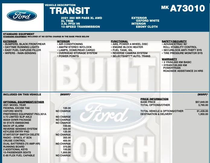 Used 2021 Ford Transit 350 XL AWD/4WD image 2