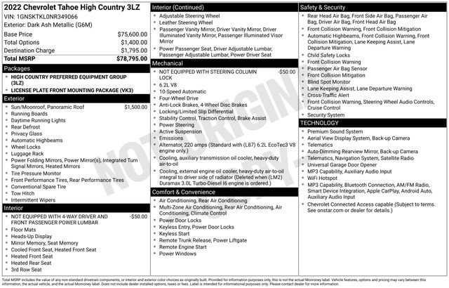 Certified 2022 Chevrolet Tahoe High Country AWD/4WD image 42