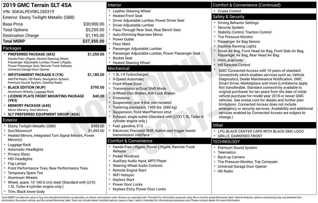 Used 2019 GMC Terrain SLT w/ Preferred Package image 13