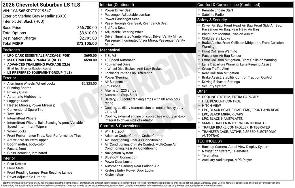 New 2026 Chevrolet Suburban LS w/ LPO, Dark Essentials Package image 26