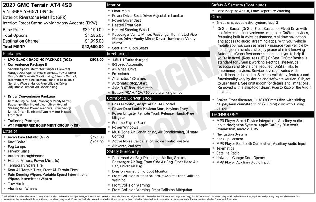 New 2027 GMC Terrain AT4 w/ LPO, Black Badging Package AWD/4WD image 4