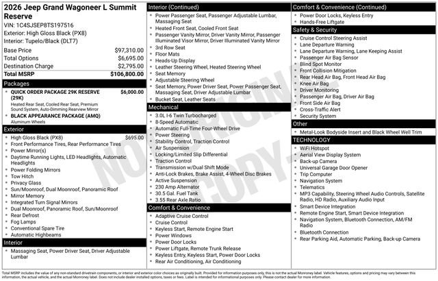 New 2026 Jeep Grand Wagoneer L Summit AWD/4WD image 35