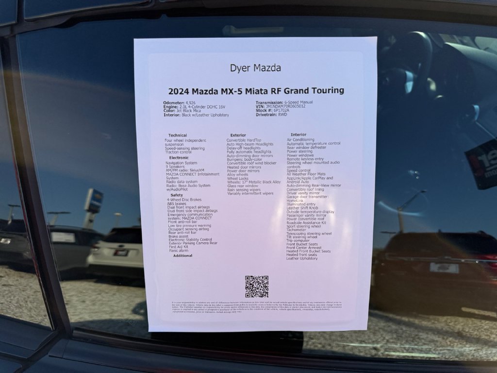 Certified 2024 MAZDA MX-5 Miata RF Grand Touring RWD image 26