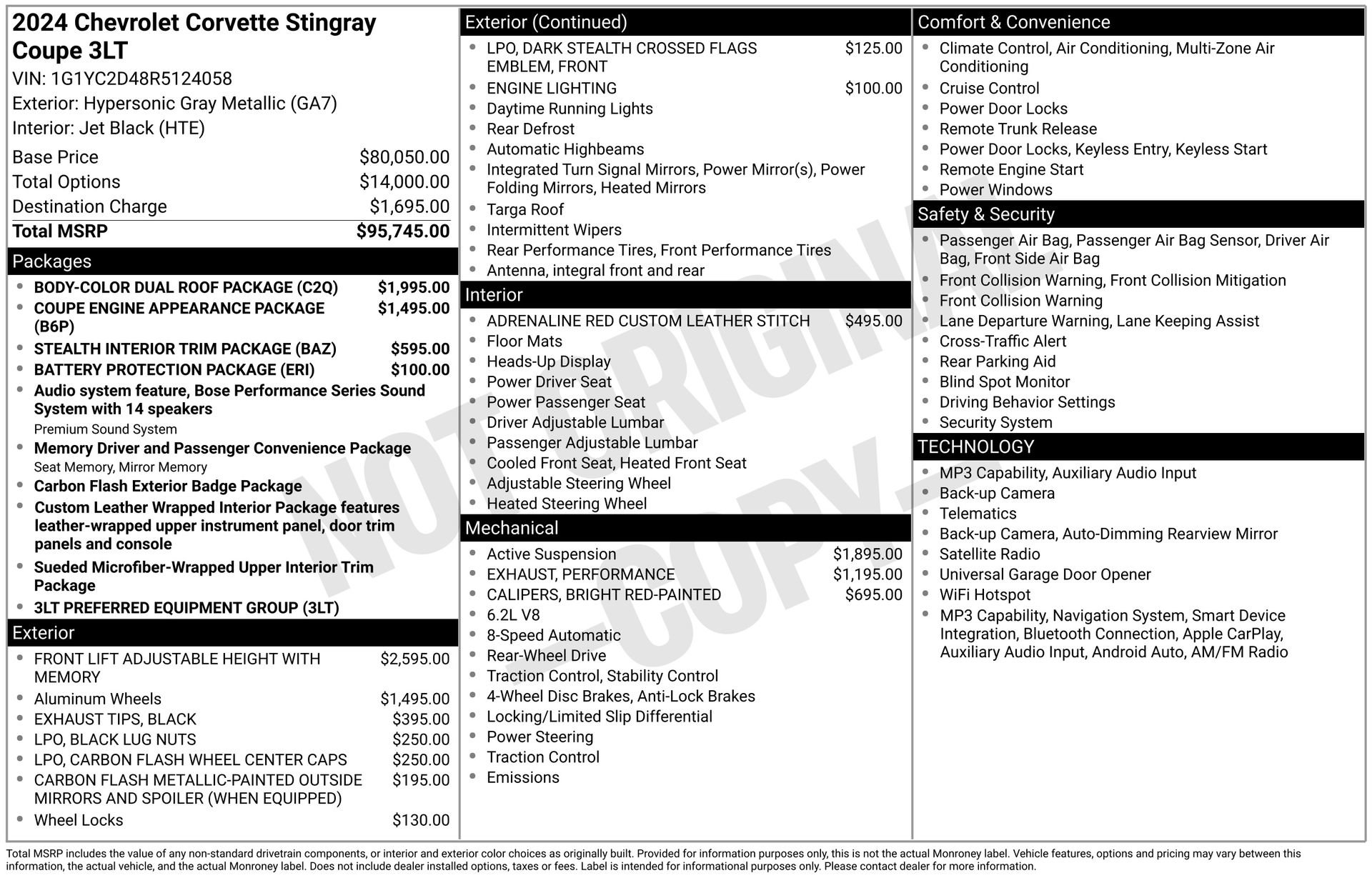 Used 2024 Chevrolet Corvette Stingray Premium Cpe w/ Body-Color Dual Roof Package RWD image 42