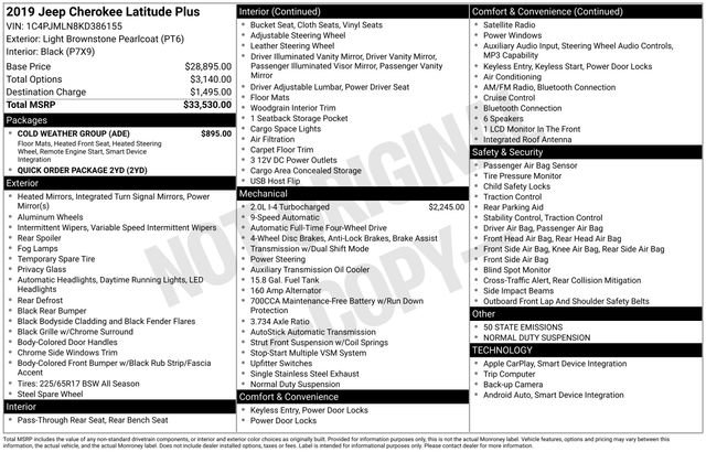 Used 2019 Jeep Cherokee Latitude Plus w/ Cold Weather Group AWD/4WD image 33