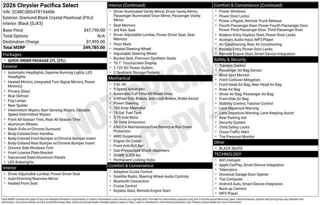 New 2026 Chrysler Pacifica Select AWD/4WD image 31