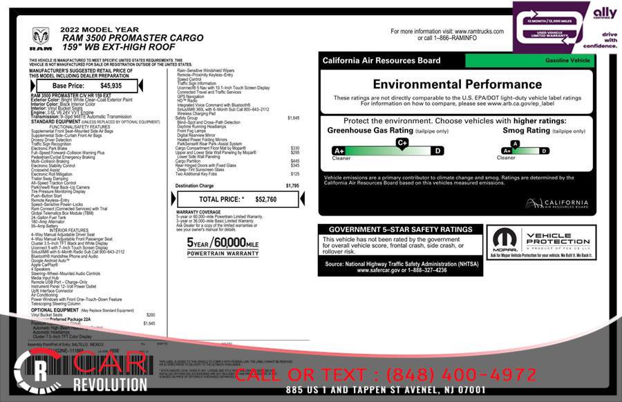 Used 2022 RAM ProMaster 3500 w/ Premium Convenience Group FWD image 9