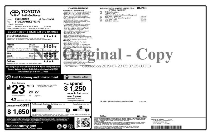 Used 2019 Toyota Highlander Plus AWD/4WD image 3