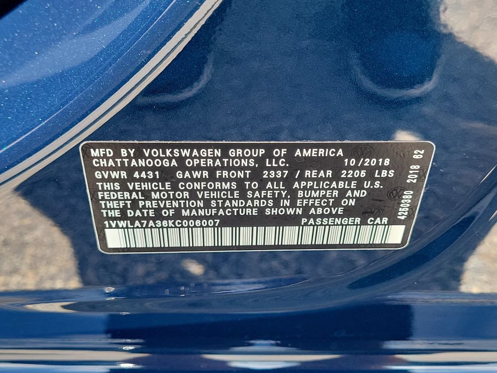 Used 2019 Volkswagen Passat 2.0T Wolfsburg w/ Wheels & Sunroof Package FWD image 34