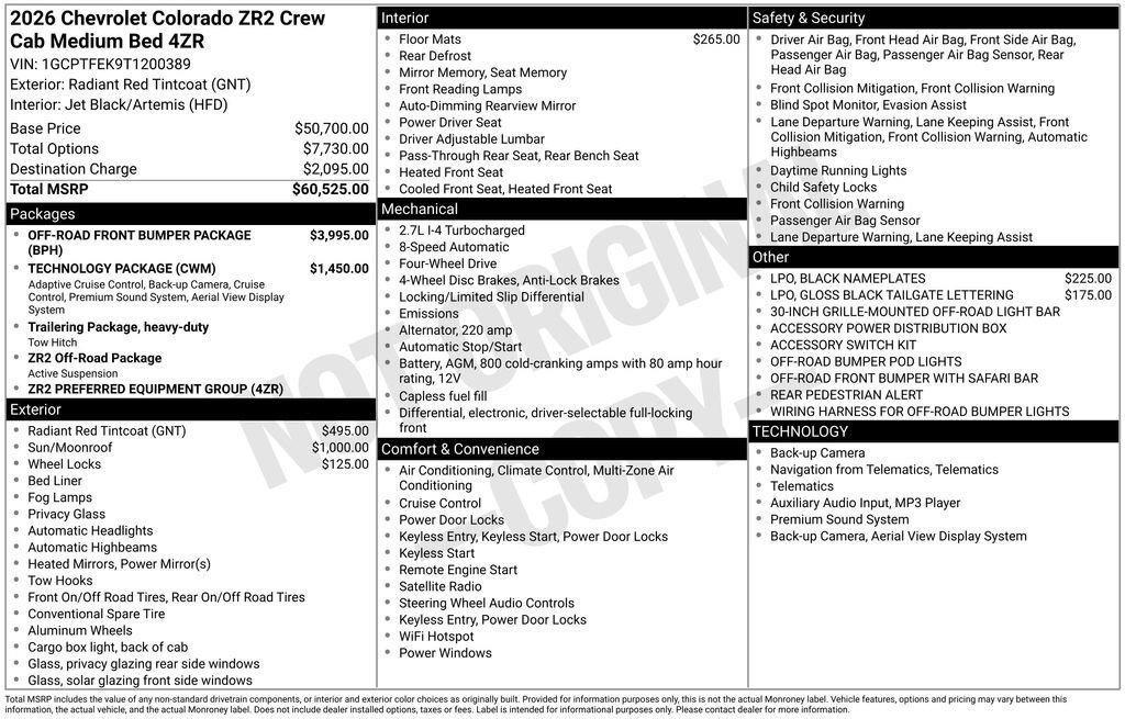 New 2026 Chevrolet Colorado ZR2 w/ Off-Road Front Bumper Package image 11