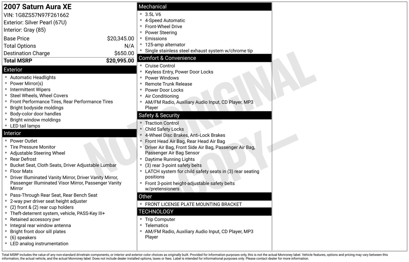 Used 2007 Saturn Aura XE image 23