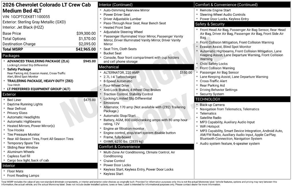 Used 2026 Chevrolet Colorado LT w/ Advanced Trailering Package AWD/4WD image 10