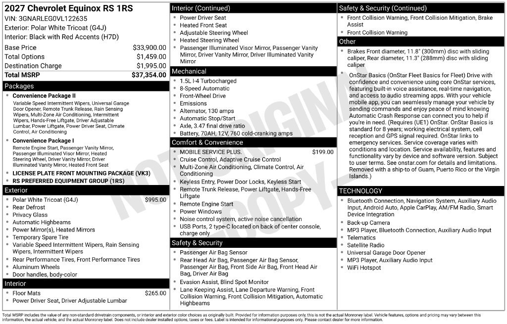 New 2027 Chevrolet Equinox RS FWD image 8