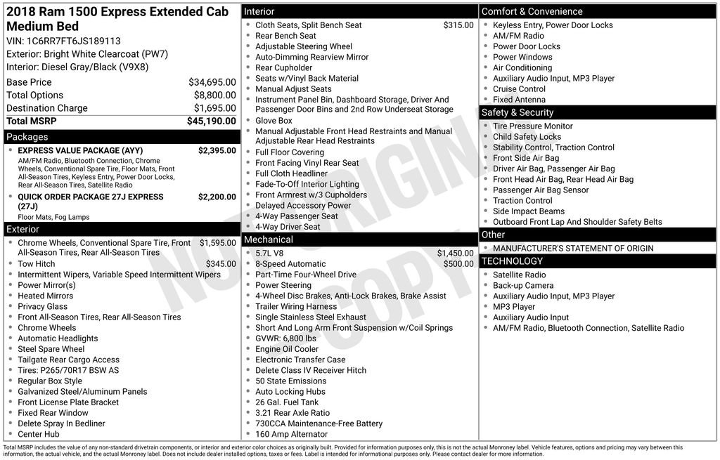 Used 2018 RAM 1500 Express w/ Express Value Package image 34