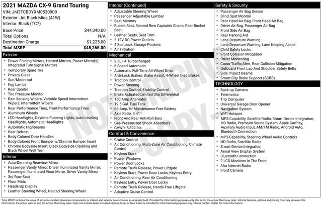 Used 2021 MAZDA CX-9 Grand Touring image 9