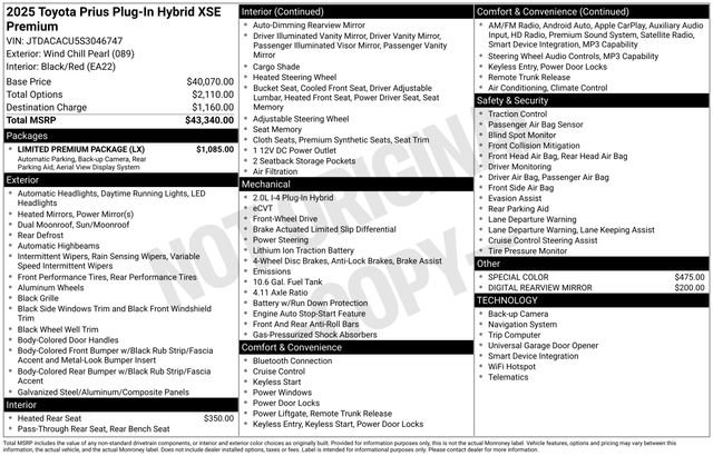Used 2025 Toyota Prius Plug-In Hybrid w/ Limited Premium Package FWD image 39
