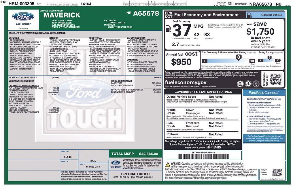 Certified 2022 Ford Maverick Lariat w/ Lariat Luxury Package FWD image 11