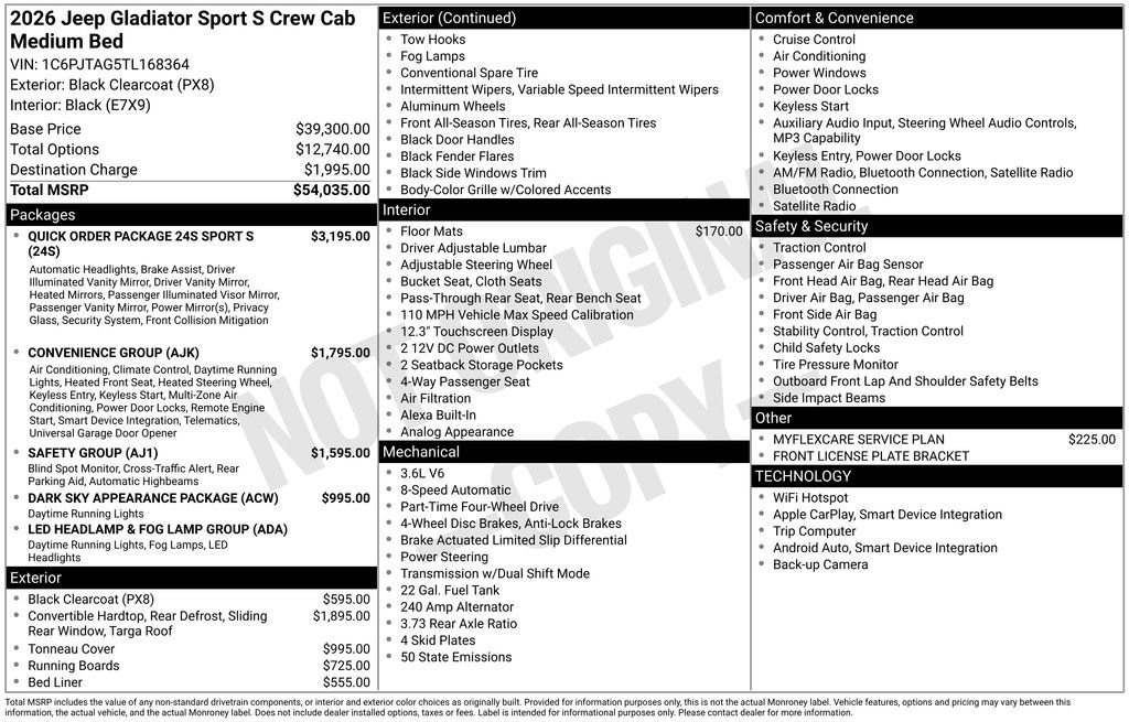 New 2026 Jeep Gladiator Sport AWD/4WD image 4