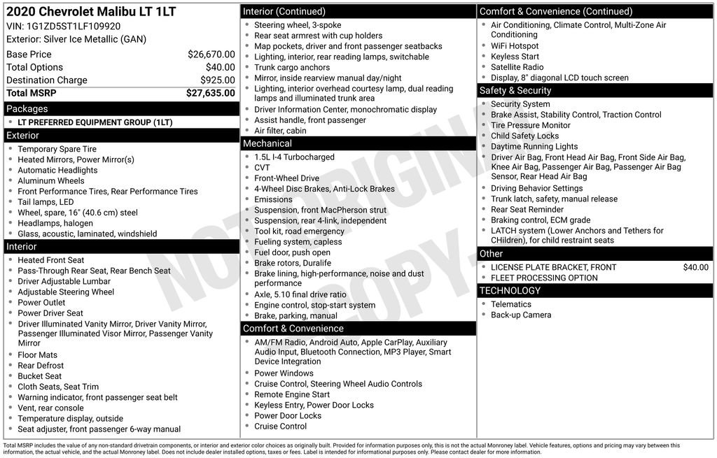 Used 2020 Chevrolet Malibu LT image 5