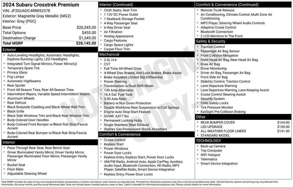 Used 2024 Subaru Crosstrek 2.0i Premium image 32