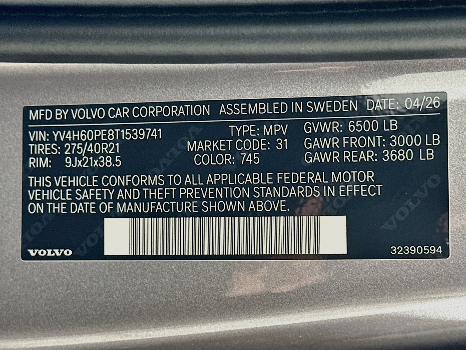 New 2026 Volvo XC90 T8 Plus w/ Protection Package Premier AWD/4WD image 48